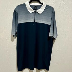 Oakley Men’s Gray Black Cream Polo Shirt Size XL 3/4 Zip Smart Casual Golf